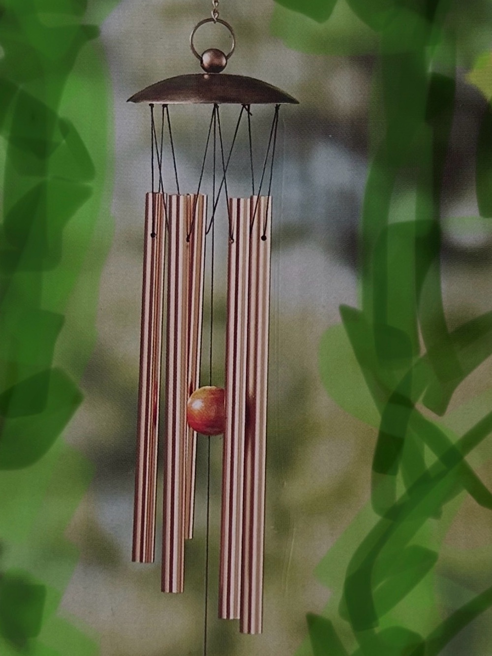 Copper Hummingbird Wind Chime with Hanging Accent
